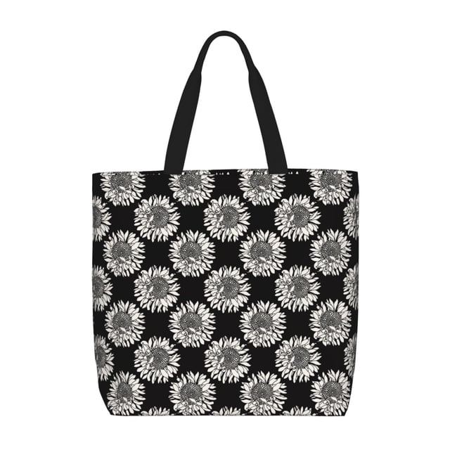 Easygdp White Sunflowers Bolsa Tote para Mujer, Bolso de Hombro para Trabajo, Playa, Viajes, Compras y Supermercado