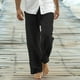 thumbnail image 1 of Puntoco Pantalones de playa rectos con cordón y bolsillo para el tiempo libre para hombre, 1 of 6
