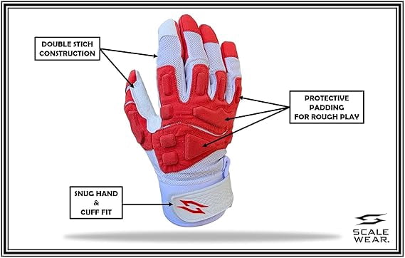 Stealth Padded Football Lineman Gloves – White, Battle College Lineman, Be a Villain Not a Joker with Padded Stealth Football Gloves with Padded Protection, Youth, Kids, Men, Boys, Small to XXL Sizes