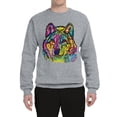 thumbnail image 3 of Colorful Majestic Neon Atric Wolf | Dean Russo Art Animal Lover Unisex Crewneck Sweatshirt, Heather Grey, M, 3 of 5