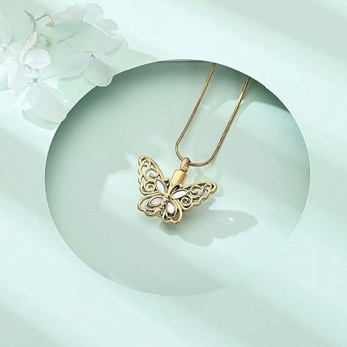 Rose Gold Butterfly 14k Gold Cremation Jewelry Butterfly Cremation Urn  Necklace For Ashes Animal Cremation Keepsake