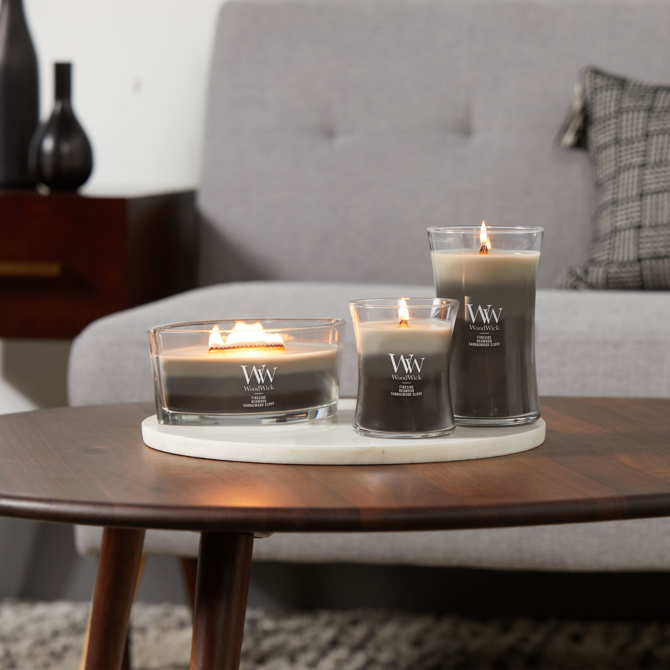 WoodWick® Trilogy Ellipse Candle, Warm Woods, Fireside