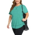 thumbnail image 5 of WellSize Womens Plus size Tops Curved Hem Summer Short Sleeve Shirts Loose Casual Tunic Tee, 5 of 8