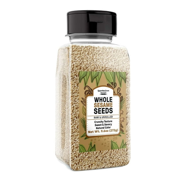 Unpretentious Whole Sesame Seeds, 9.6 oz, Raw & Unhulled, Crunchy Texture, Natural