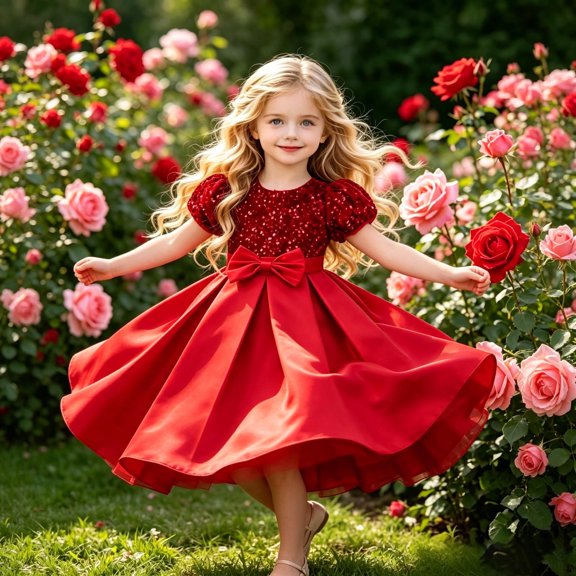 Angala Formal Princess Dress For Girls Puff Sleeve Crew Neck Fine Glitter Sequin Girls Party Dresses