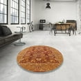 thumbnail image 4 of Ahgly Company Machine Washable Indoor Round Industrial Modern Orange Area Rugs, 3' Round, 4 of 7