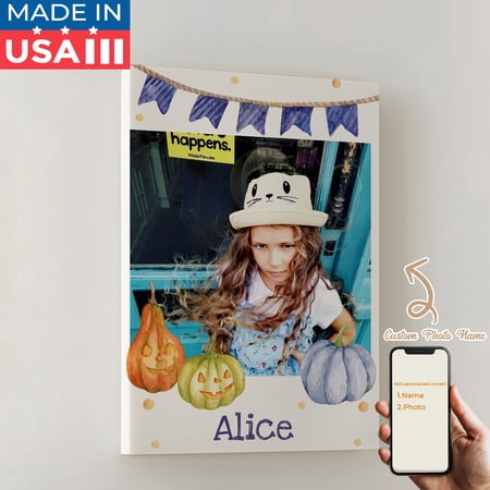 1pcs Custom Photo Halloween Jack-o-lantern Theme Decorative Painting Canvas 8x12inch Inner Framed Waterproof Wall Art for Home Decor-Made in USA