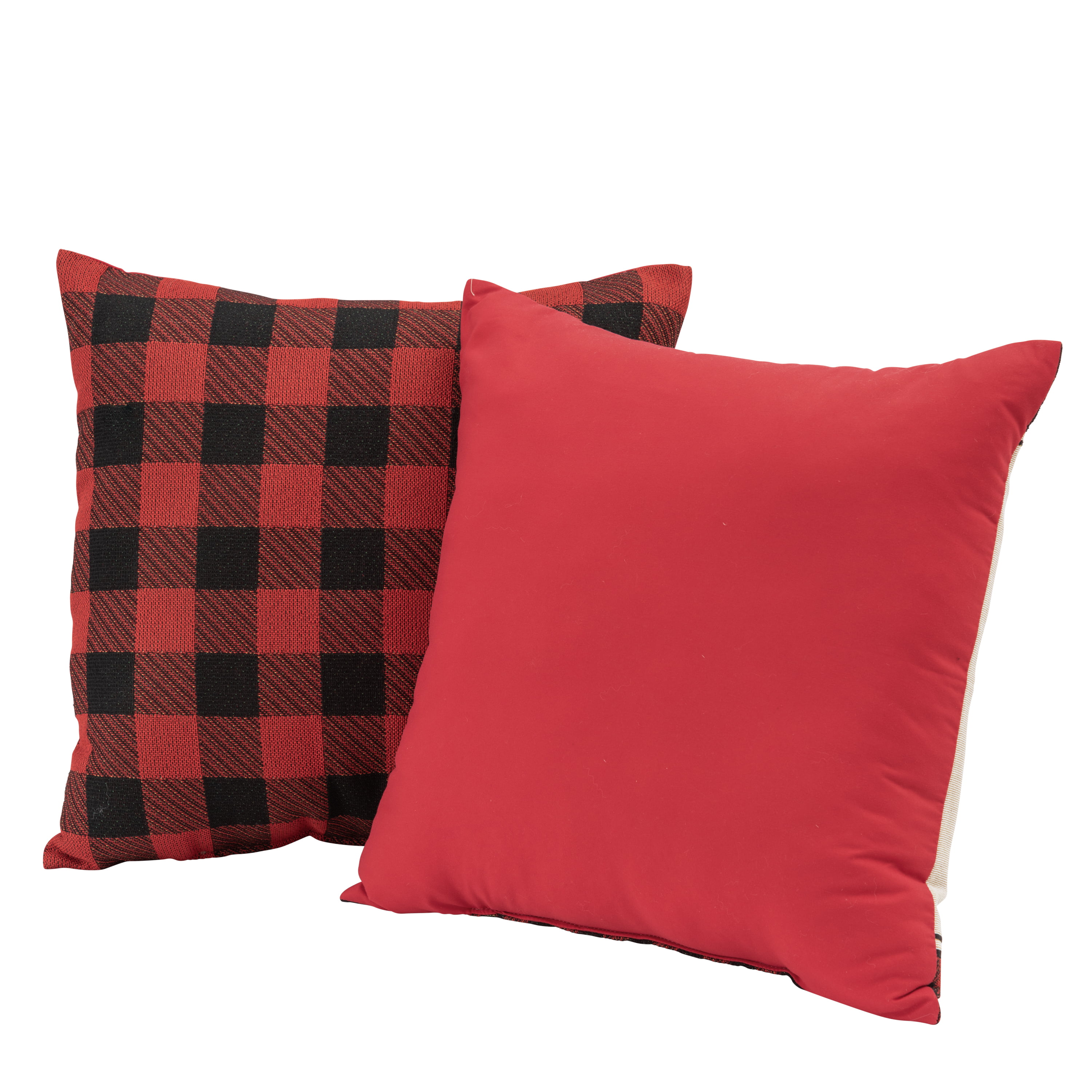 Design Imports Buffalo Check Set of 4 Pillow Covers Red & Black