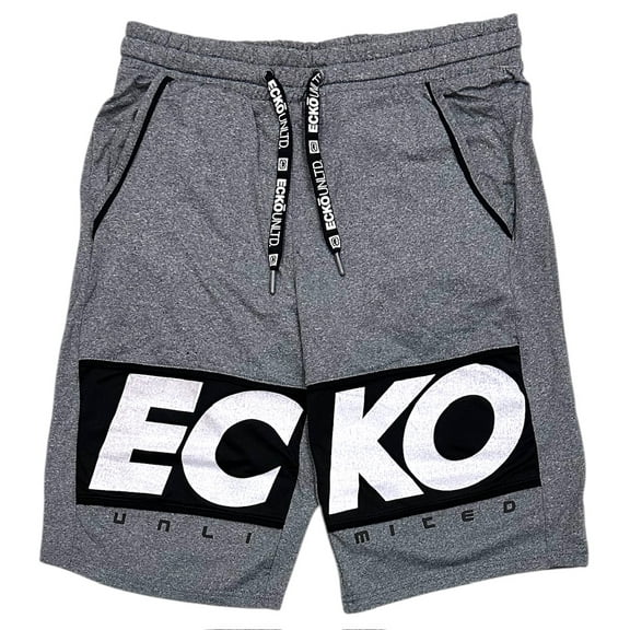 Ecko Unltd Men's Flyknit Marled Colorblock Activewear Shorts (Small, Grey Marled)