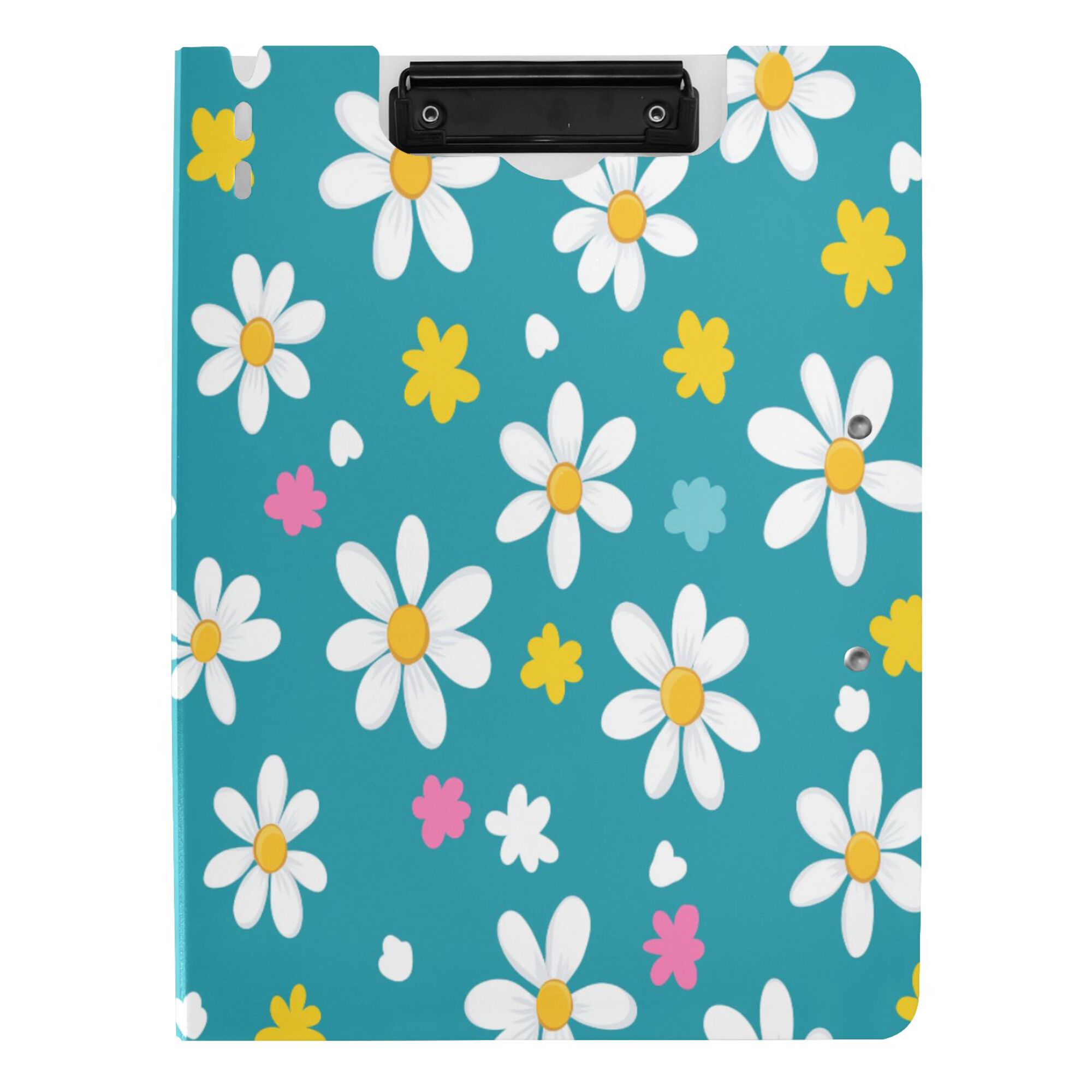 FORMRS A4 Clipboard Folder with Pen Holder Horizontal Foldable School Office Binder, Small Daisy
