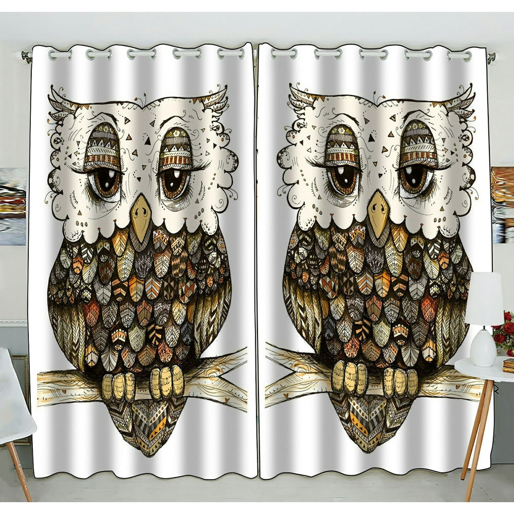 ZKGK Owl Art Pattern Window Curtain Drapery/Panels/Treatment For Living