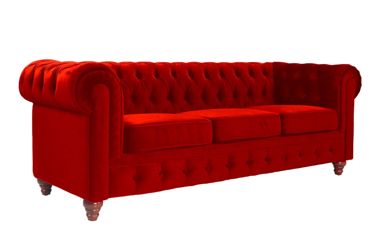 Clic Scroll Arm Tufted Velvet Chesterfield Large Sofa
