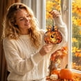 thumbnail image 3 of Halloween Stained-Glass Style Pumpkin Suncatcher Ornament, Double Sided Acrylic Window Pumpkin Suncatcher, Vintage Fall Wall Hanging Ornament for Home Decor, 3 of 8