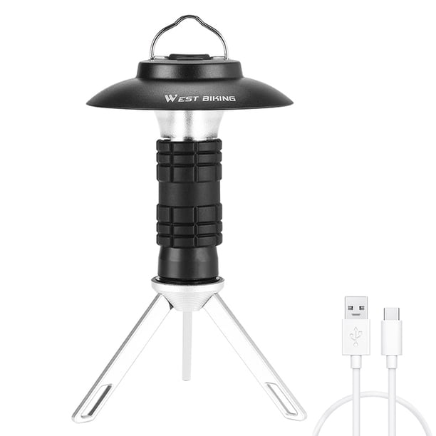 TFixol - Linterna portátil para tienda de campaña con trípode desmontable USB