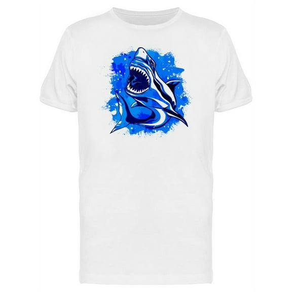Aggressive Shark Painting T-Shirt Men -Image by Shutterstock, Male Large