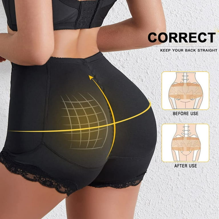 Women's Butt Lifter Waist Enhancer Shapewear with 4 Removable Hip Pads Lace  Underwear Butt Push Up Hip Enhancer Panties Tummy Control