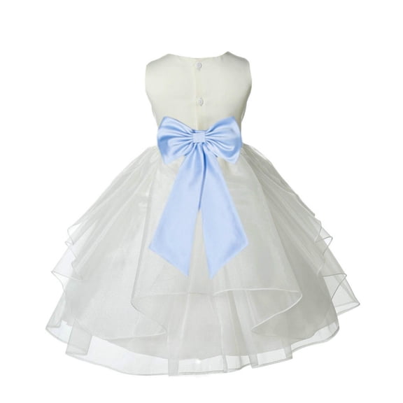 Ekidsbridal Ivory Ice Blue Shimmering Organza Flower Girl Dress Junior Beauty Pageant Mini Bridal Gown Ballroom Dance Recital 4613T M