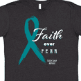 thumbnail image 4 of Inktastic Faith over Fear Ovarian Cancer Awareness with Teal Ribbon T-Shirt, 4 of 5