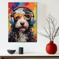 thumbnail image 3 of Spanish Water Wall Art - Funny Dog Canvas Canvas for Kids' Room 11x17inch - Colorful Puppy with Earphone Pictures Framed Ready to Hang, 3 of 4