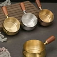 thumbnail image 3 of Espresso Measuring Cup, 6OZ/180ML Stainless Steel Espresso Coffee Cups with Wooden Handle and V-Shaped Mouth for Making Sauces Reheating Soup Heating Milk. (Gold), 3 of 7