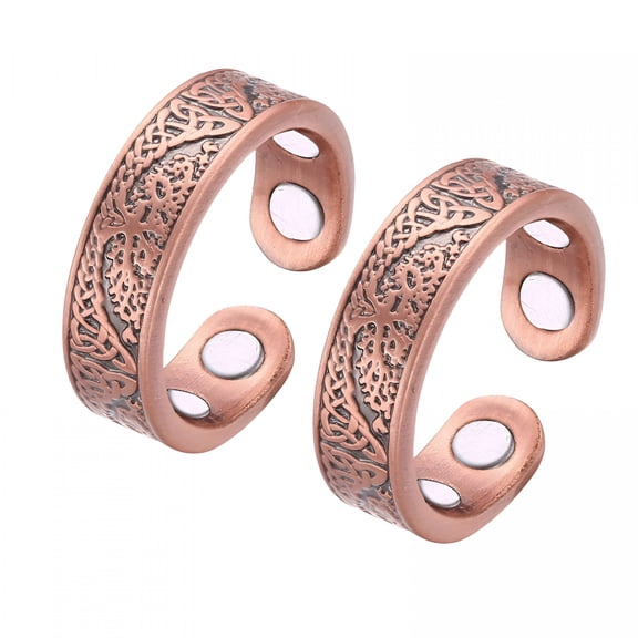 DESIGNICE 2026 New Magnetic Pure Copper Rings Jewelry Set for Women Men, Copper Rings for Women, Gift for Mom Wife for Daily Wear, Party, Casual Wear Adjustable, 2Pcs