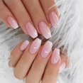 thumbnail image 1 of Uñas postizas de cobertura completa, Uñas postizas acrílicas, purpurina, mariposa, diamantes de imitación, color rosa degradado, 24 unidades, 1 of 4