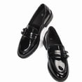 thumbnail image 3 of Pennysue Women's Patent Leather Loafers with Decorative Buckle Round Toe Chunky Heel Slip On Casual Dress Shoes for School Work Daily Wear, 3 of 6
