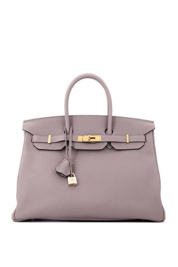 Pre-Owned Birkin Handbag Grey Togo with Gold Hardware 35 By Rebag