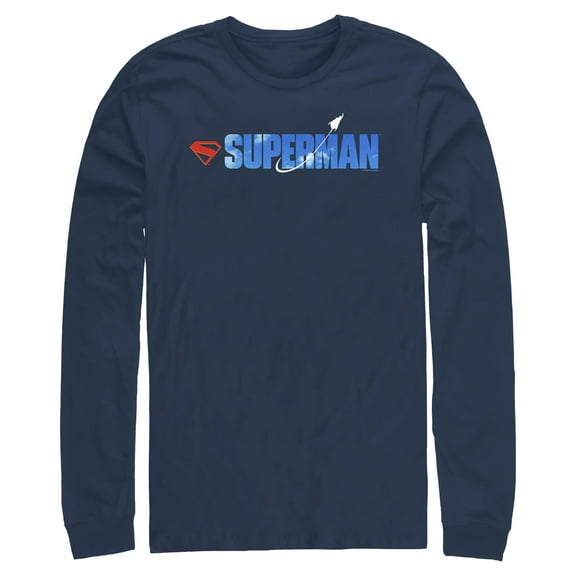 Mens Superman Fly Logo Long Sleeve Shirt