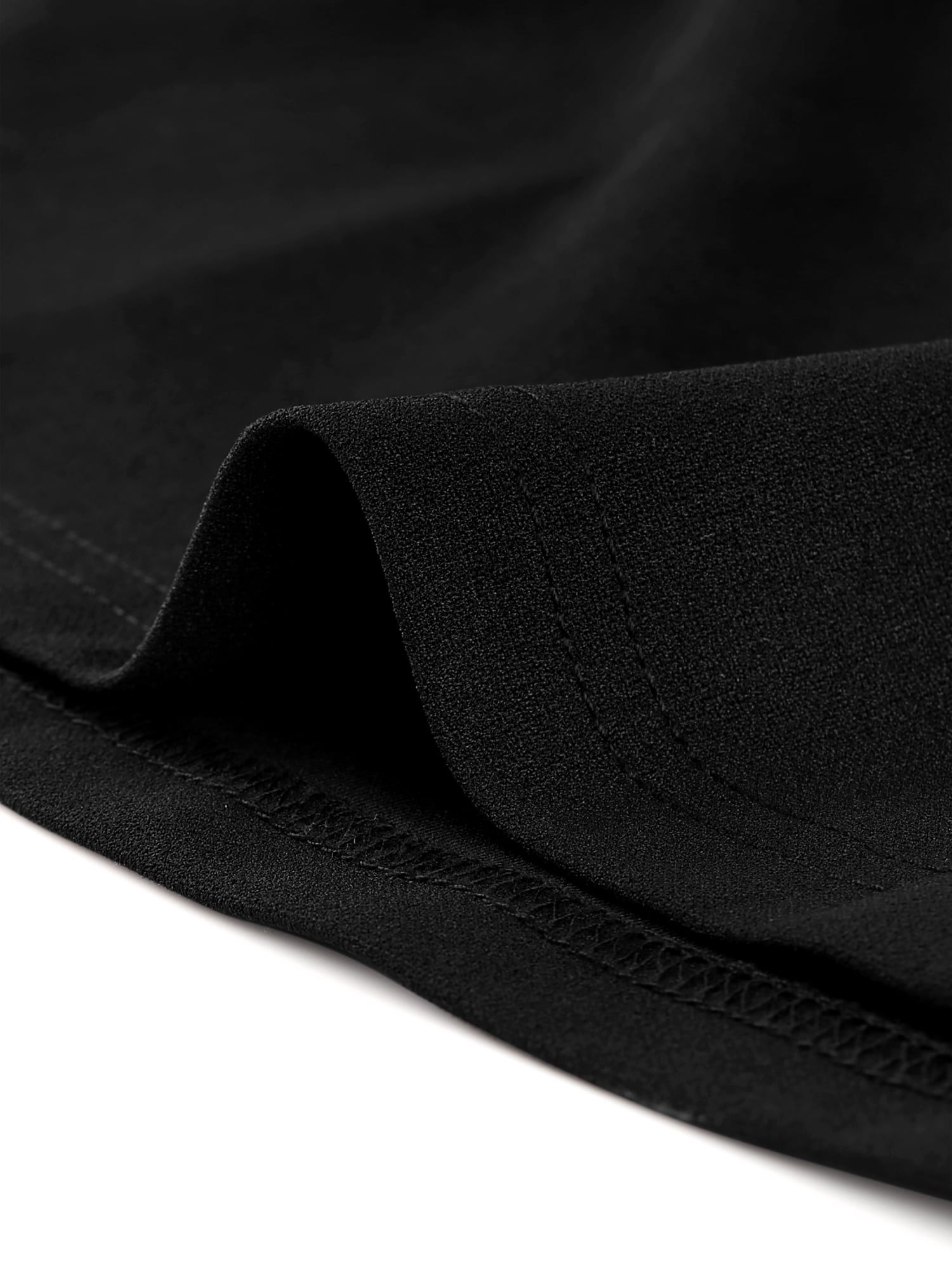 Unique Bargains Women's Contrast Chiffon Button Decor Short Sleeve Dress Black M