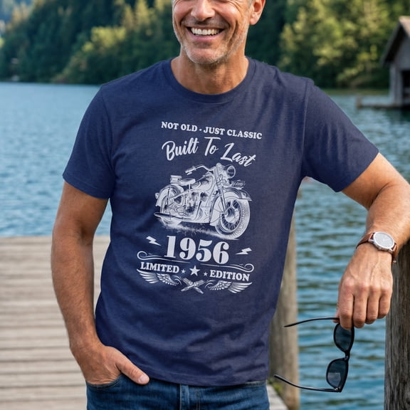 Jollimate Vintage 1956 Motorcycle Shirt, Built To Last Retro Men's T-Shirt, Not Old Just Classic Graphic Tee