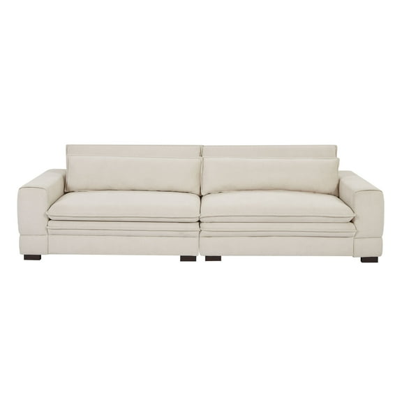 FFZ Mid-Century Modern Upholstered Sofa Couch with Solid Wood Legs, 104.72 x 40.94 x 30.71 inch, Beige
