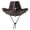 Coffee, variant on Slccxzc Classic Cowboy Hat PU Leather Jazz Hat Wide Brim Western Cowgirl Hat with Bullhead Badge for Outdoor