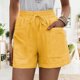 thumbnail image 2 of Pantalones cortos con cordón de mujer Cintura alta Casual Pierna ancha suelta Lace Up Shorts con bolsillos para verano amarillo S, 2 of 6