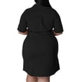 thumbnail image 4 of Gomelly Ladies Shirt Dress Plus Size Sundress With Belt Women Baggy Office Lapel Black 2XL, 4 of 5