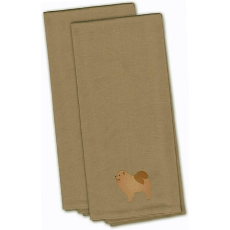 

BB3451TNTWE Chow Chow Tan Embroidered Kitchen Towel Set of 2 19 X 25 Multicolor