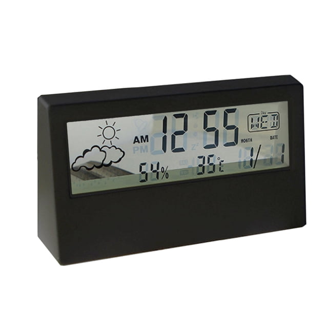 Digital Alarm Clock Transparent Desk Clock with Date, Temperature, Humidity,