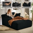 thumbnail image 4 of Chaise Lounge Chair Indoor, 50'' Upholstered Sofa Bed with 2 Throw Pillows, Comfy Lounge Indoor, Sleeper Reading Chair, Oversized Recliner Sofa, Fluffy Couch (Blue), 4 of 8