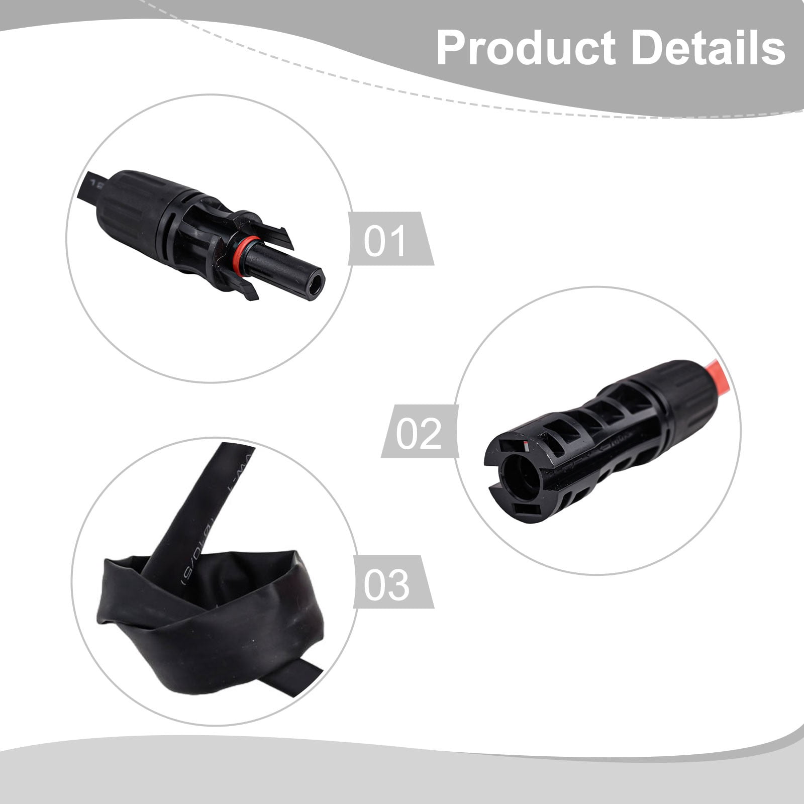 Super Flat Solar Cable Connector, Balcony Photovoltaic Solar Extension Wire with Male and Female Connectors Solar Panel Adaptor for RV Solar Panels, 1Pair
