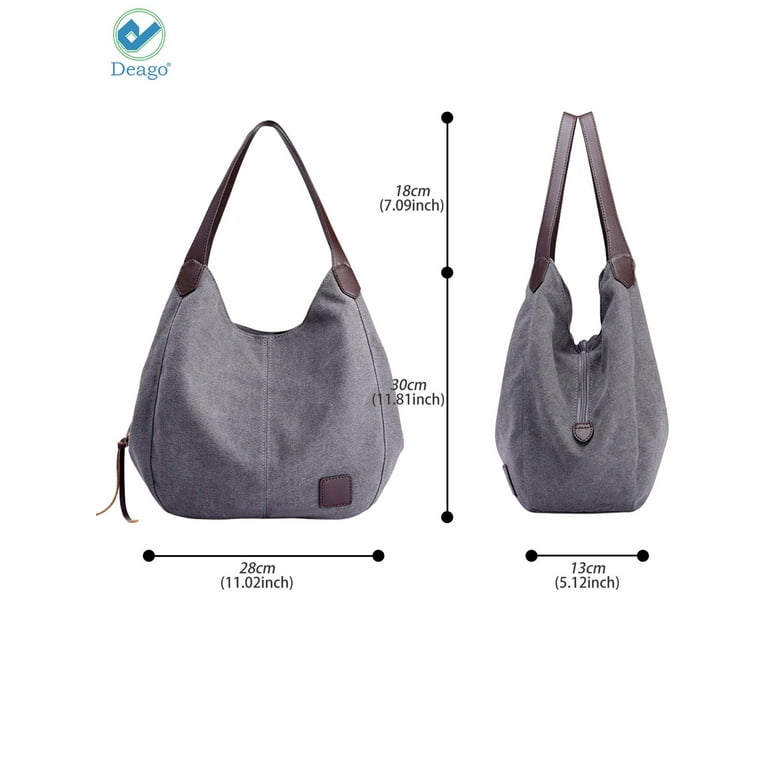 Deago Fashion Women's Multi-Pocket Cotton Canvas Handbags Shoulder