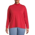 thumbnail image 3 of Terra & Sky Women's Plus Size Mock Neck T-Shirt, 2-Pack, 3 of 6