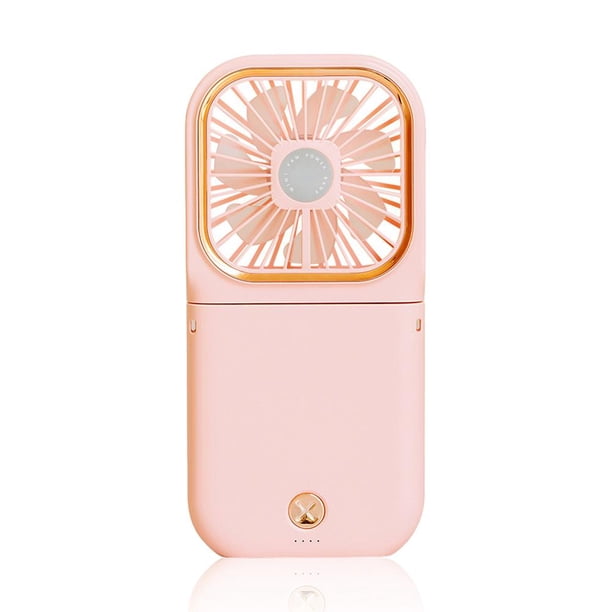 Colgando cuello 3 ventiladores plegables engranajes ventilador USB de mano para deportes al aire libre rosa