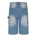 thumbnail image 4 of Men's Plus Size Jean Shorts Man Casual Loose Fashionable Button Multi-Pocket Denim Half Shorts Jeans Pants Cargo Pocket Pants for Men Blue, 4 of 6