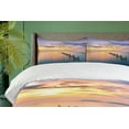 thumbnail image 4 of Ambesonne Nature Duvet Cover Sets, Sunset Abandoned Jetty, 2-King, Marigold Petrol Blue, 4 of 7