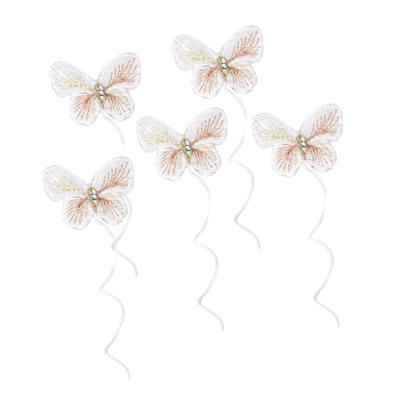 Butterfly Cake Toppers, 5pcs Butterfly Cupcake Toppers Happy Birthday Metal Gold Cake Topper for GirlsDiy Birthday Cake Dessert Table Baking Insert Plates Ornament