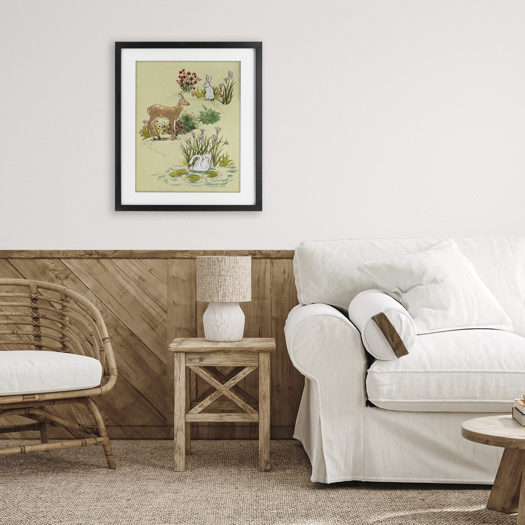 Stupell Industries Peaceful Spring Animals Black Framed Print Under Glass, design by Grace Popp