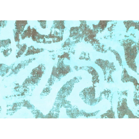Ahgly Company Indoor Rectangle Abstract Light Blue Modern Area Rugs, 2' x 4'
