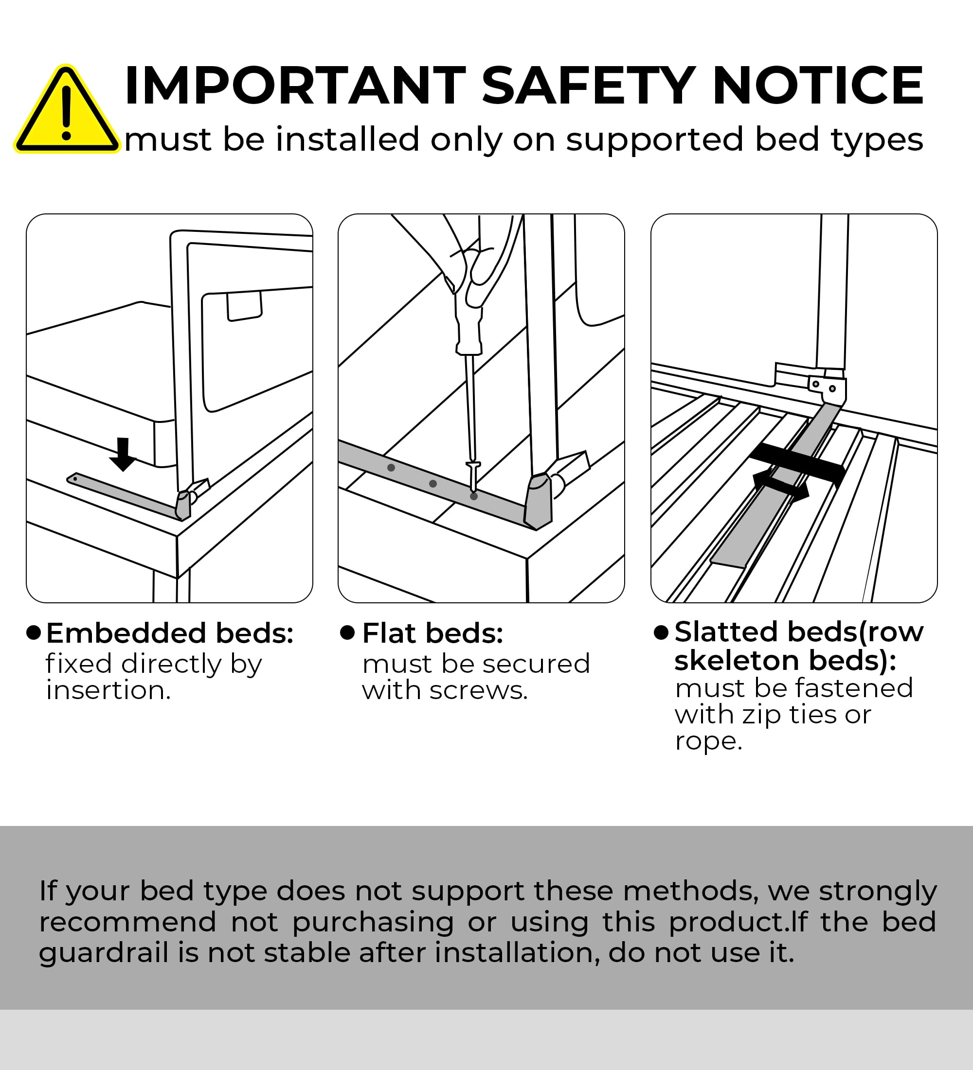 RUPOUN L-Shaped Toddler Bed Rail for Kids – Safety Guardrail, Universal Fit for Mattresses, Easy Installation, 1.5m Large Size, Gray