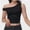 Black, variant on Women’s One-Shoulder Ruched Crop Top - Casual Off-Shoulder Twist Strap Summer Tank Top, Going Out Shirt