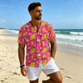 thumbnail image 5 of Uwinwear Men's Linen Cotton Short Sleeve Button Up V Neck Shirts Lightweight Tops Hawaiian Summer Beach Printed Casual Shirts Breathable Casual Wear,Red,XL, 5 of 8